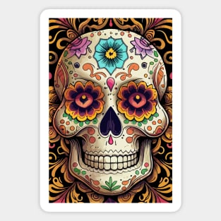 Dia De Los Muertos, Retro Sugar Skull Design Magnet